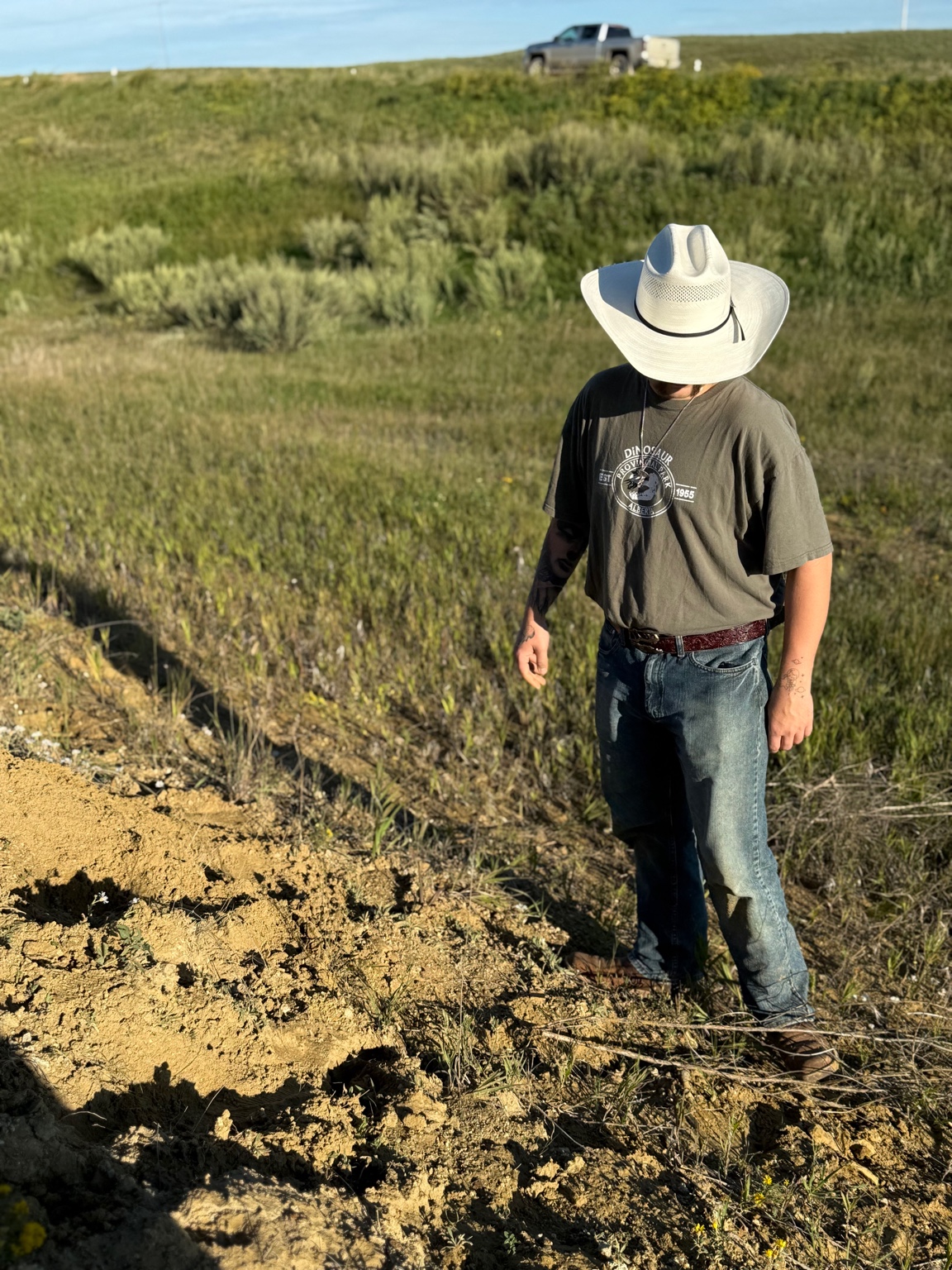Nate digging on a slope